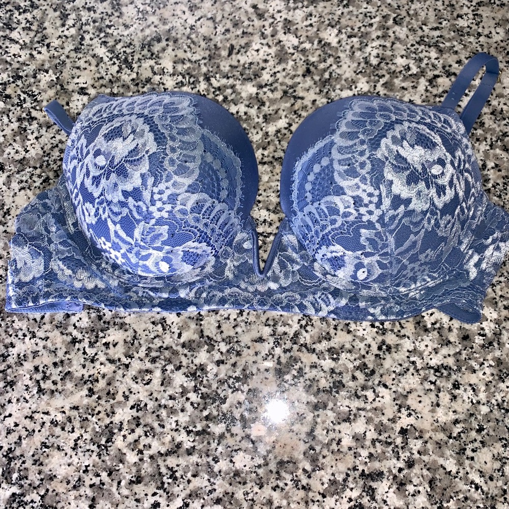 Light blue push-up bra.